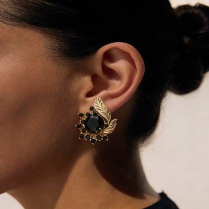 Obsidian | Zirconia Earrings