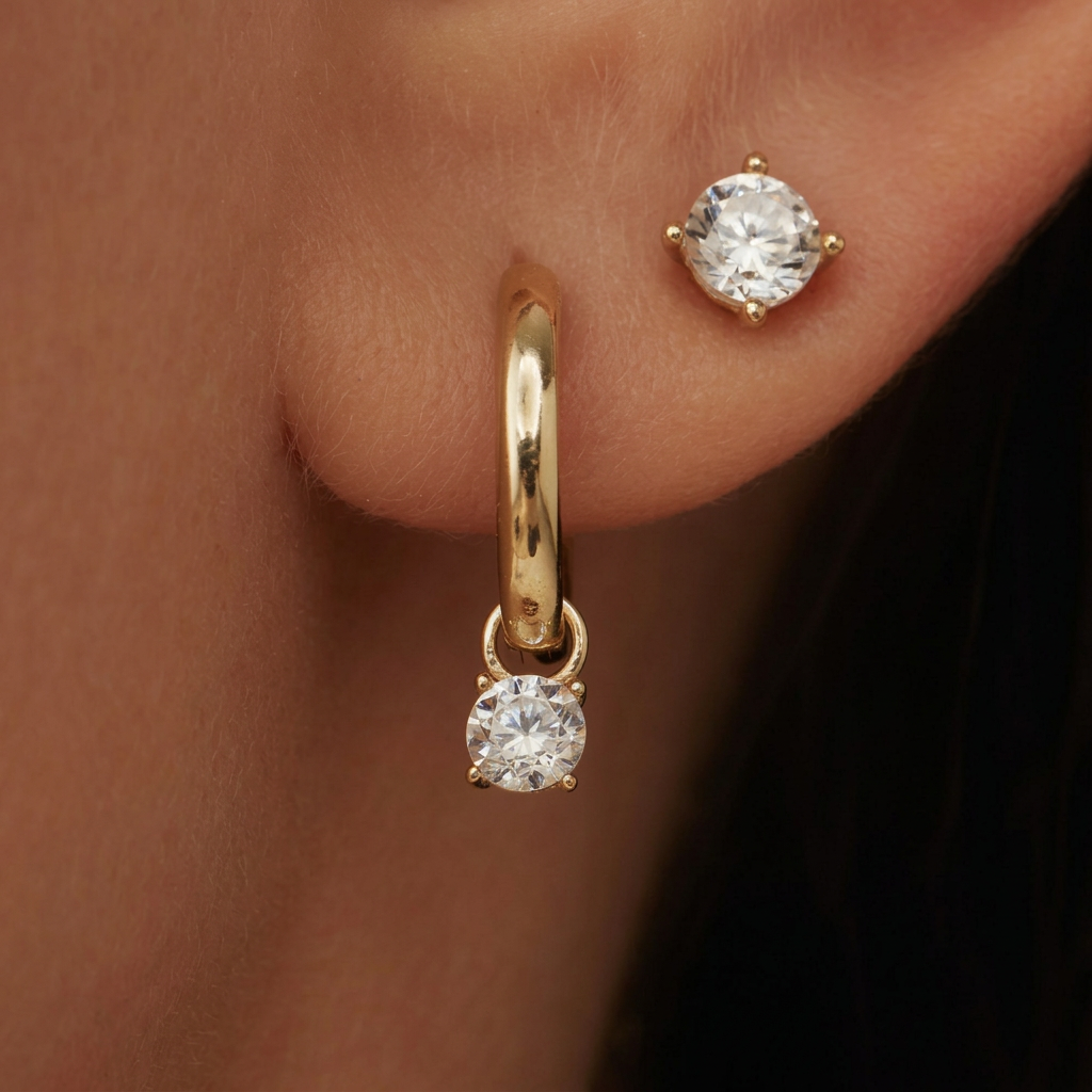 Stellara | Stone Hoop Earrings